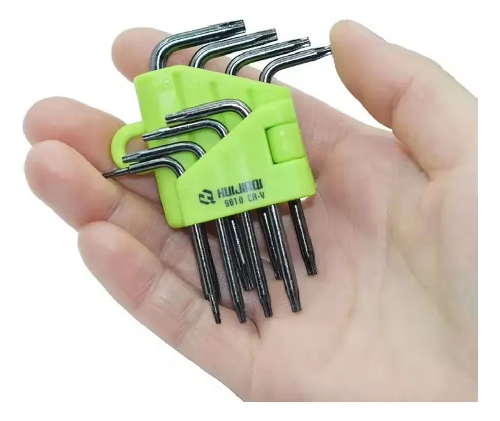 Kit Llaves Torx Miniatura Tipo L Acero De T5 A T20 Plateado