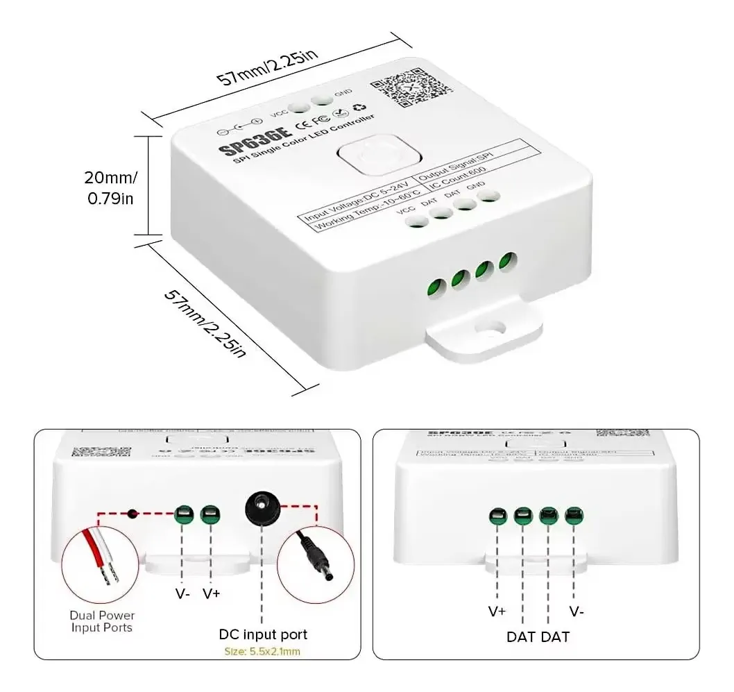Kit Tira Led Secuencial Cob Control Controlador Sp636e Blanco Frío