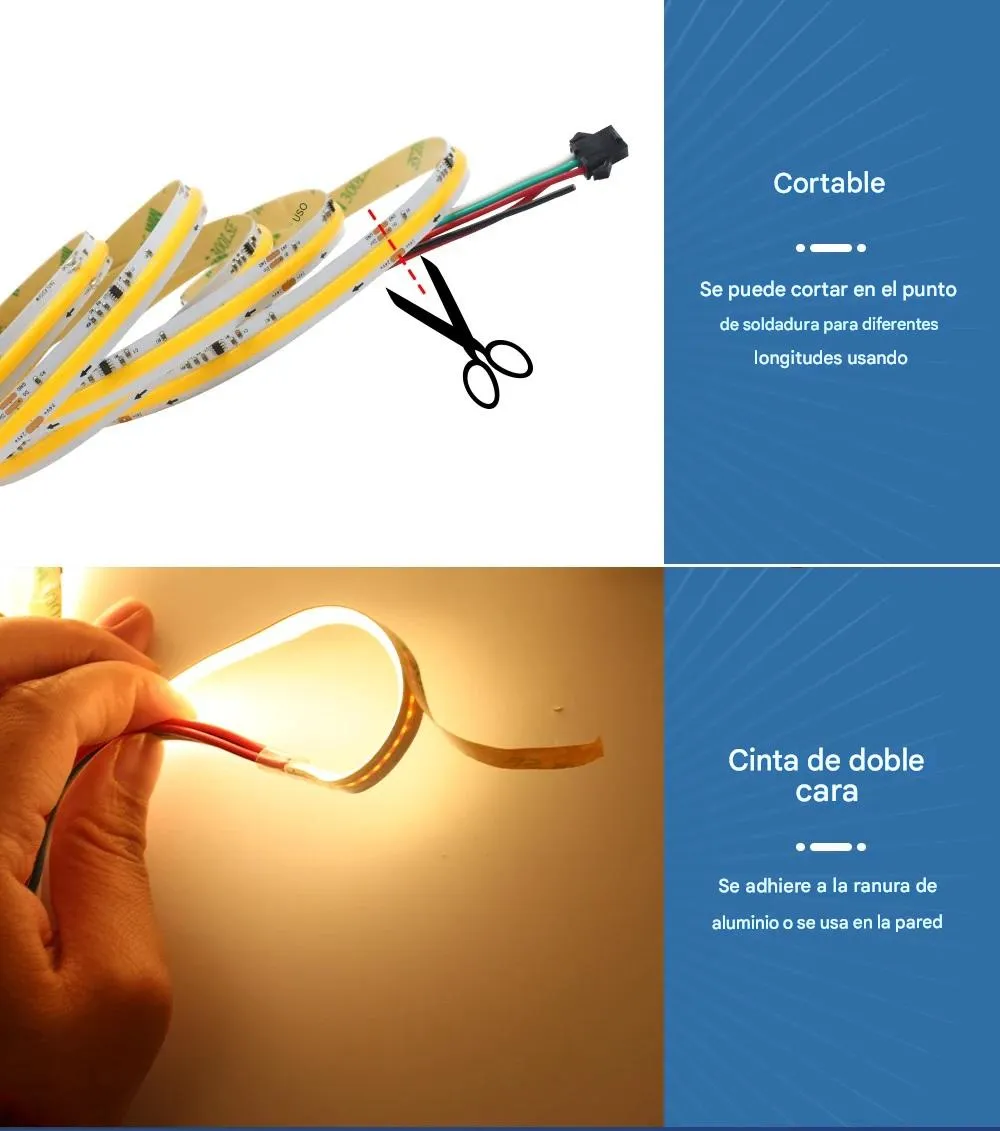 Kit Tira Led Secuencial Cob Control Controlador Sp636e Blanco Frío