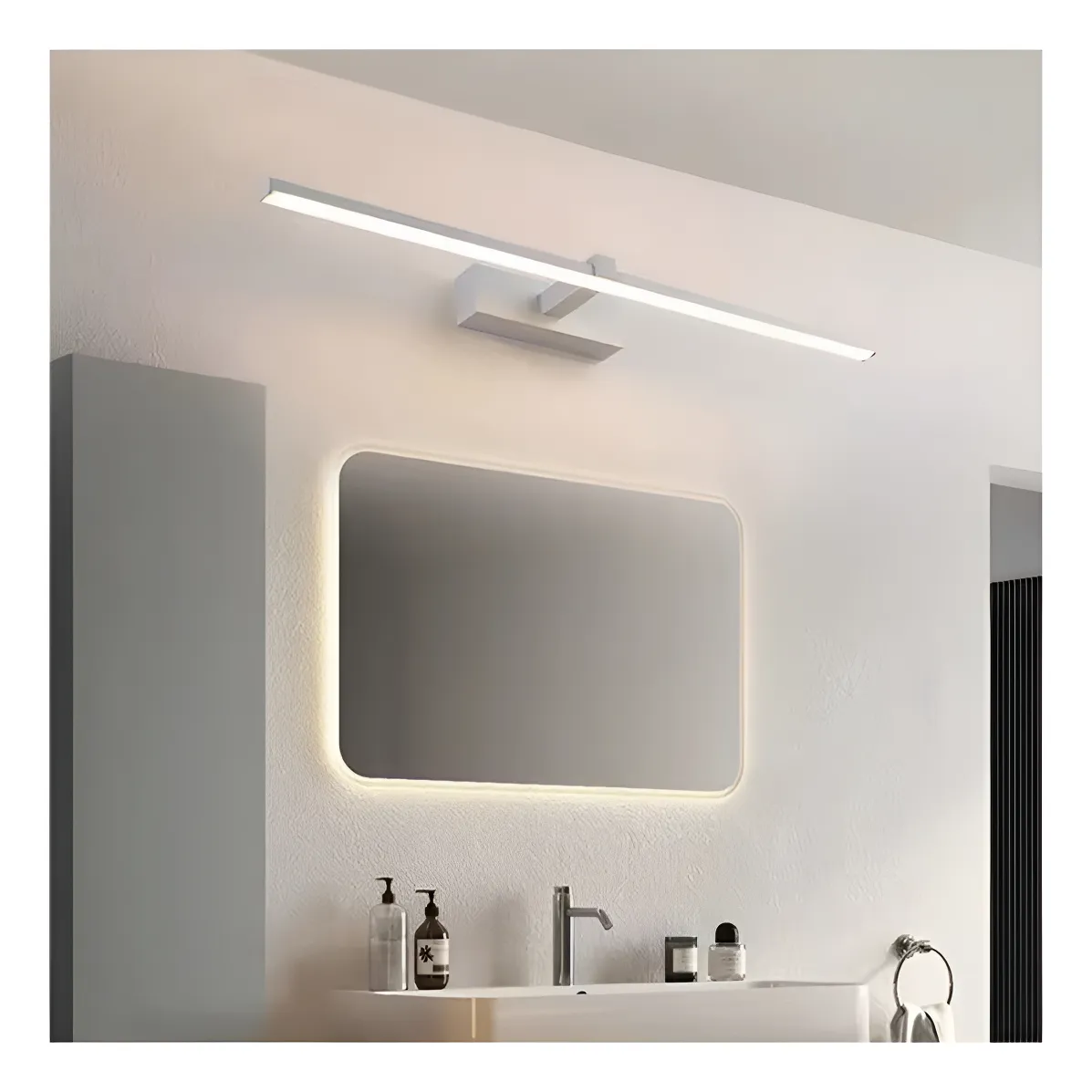 Lampara Blanca Pared Espejo Baño 40cm Led Blanco Cálido Blanco