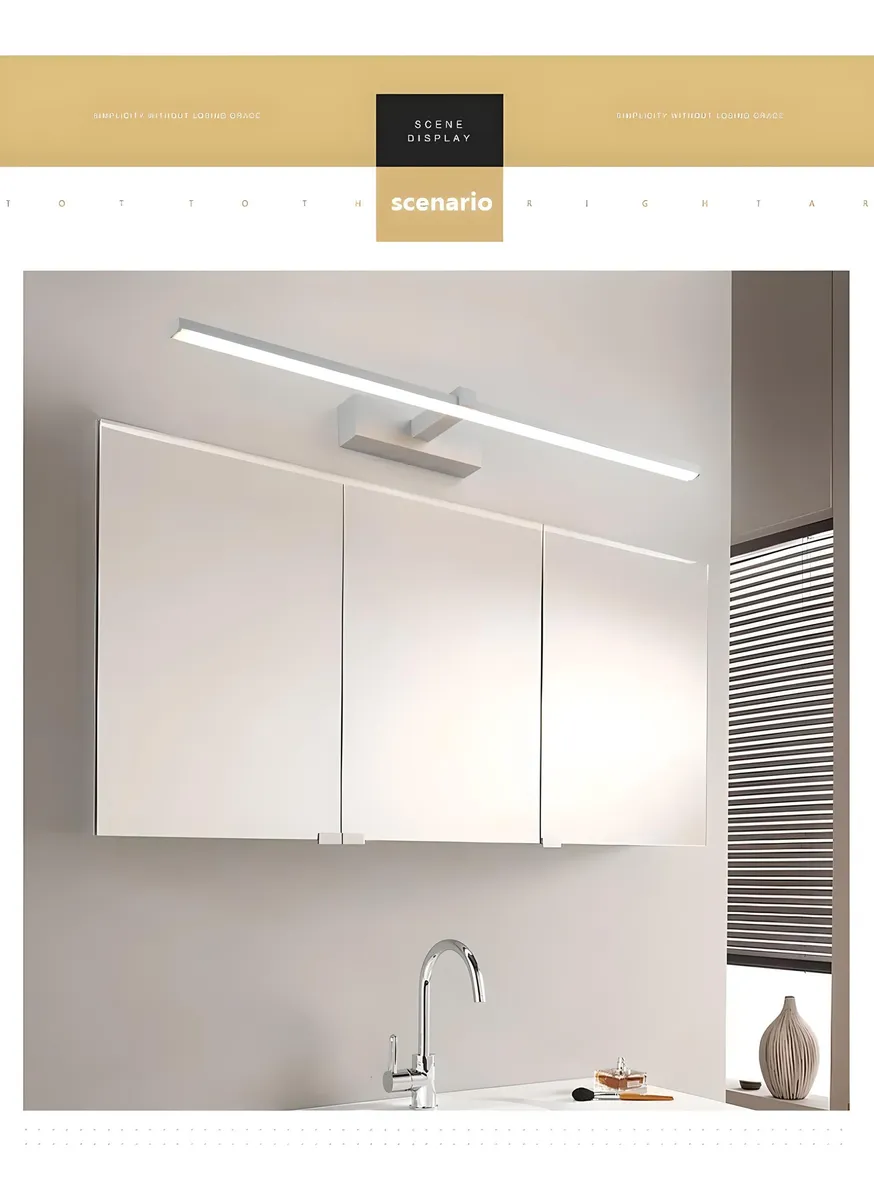 Lampara Led Minimalista Moderna Pared Espejo Baño Blanca 60cm Blanco 3 Tonos