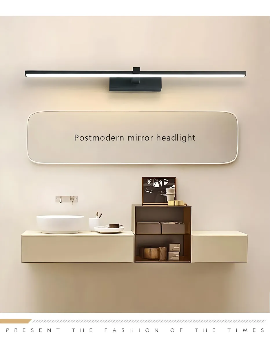 Lampara Pared Espejo Baño 60cm Led Negra Blanco Frio Negra | Blanco Frío