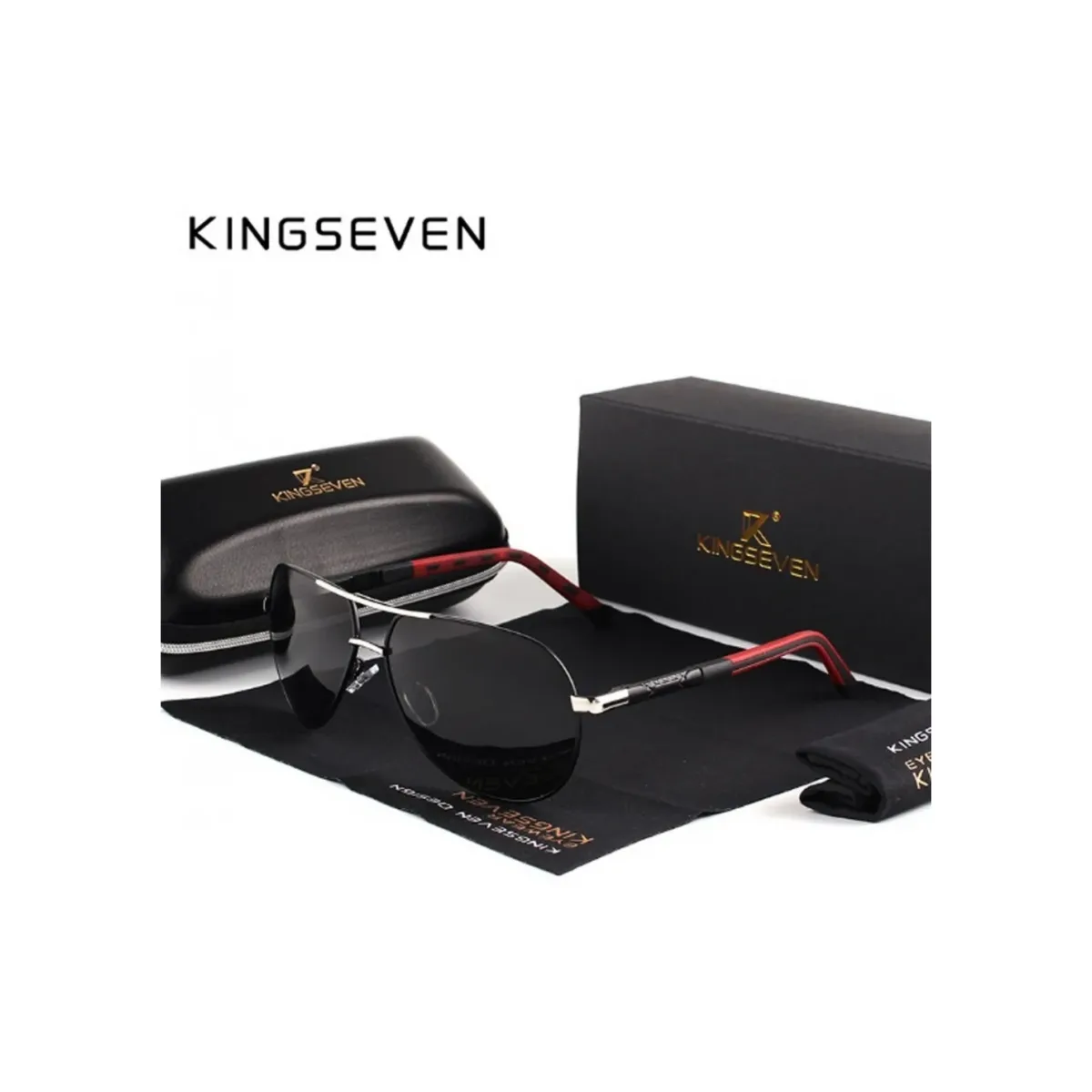 Lentes Gafas De Sol Kingseven Lujo Estilo Aviador K725 Silver Black Negro Con Plata