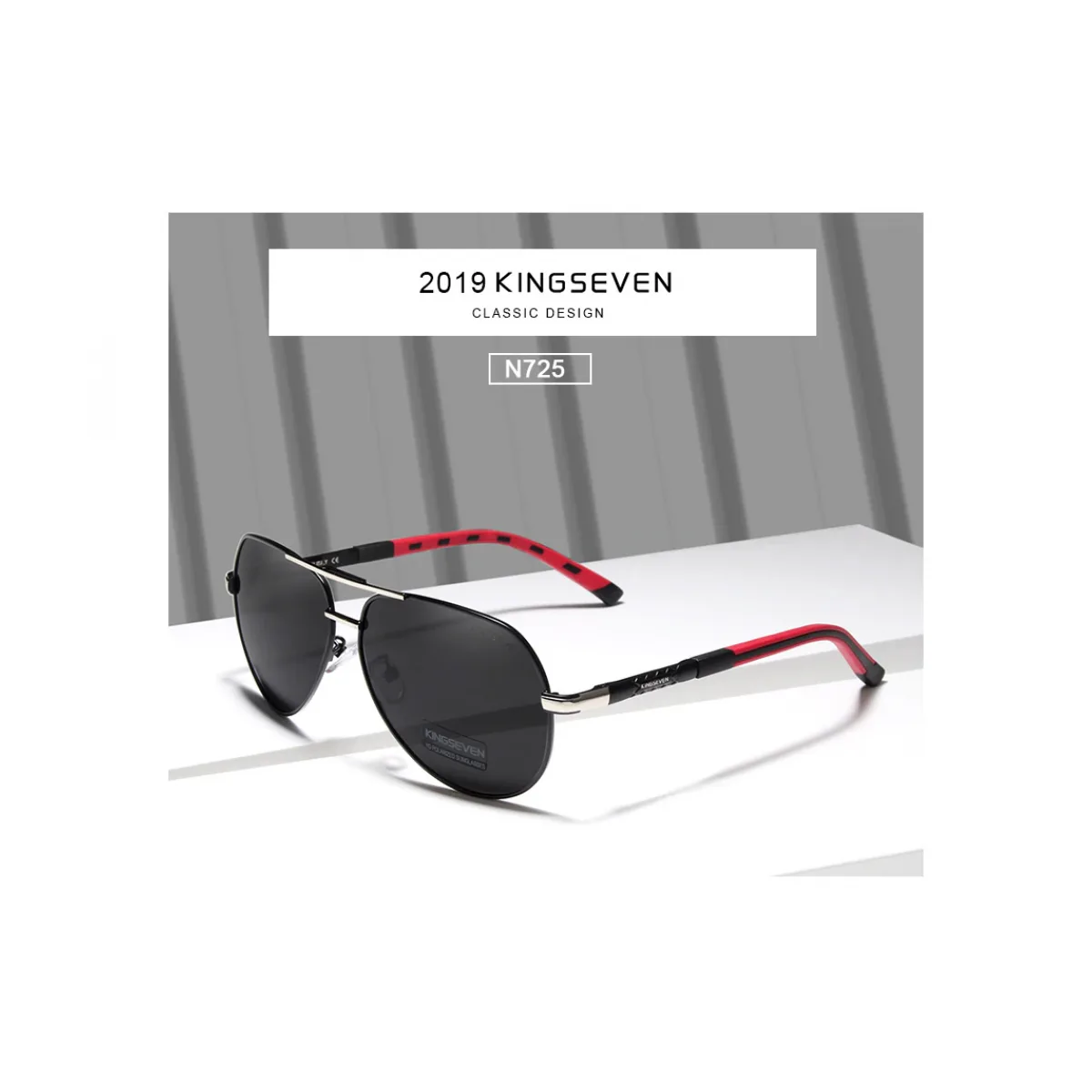 Lentes Gafas De Sol Kingseven Lujo Estilo Aviador K725 Silver Black Negro Con Plata