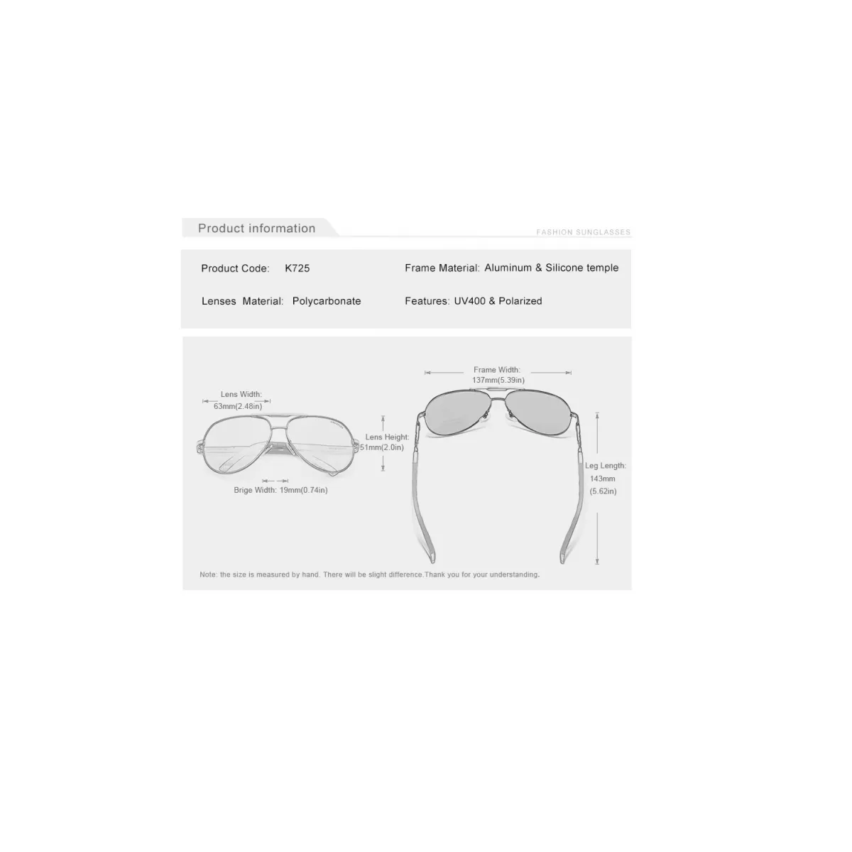 Lentes Gafas De Sol Kingseven Lujo Estilo Aviador K725 Silver Black Negro Con Plata