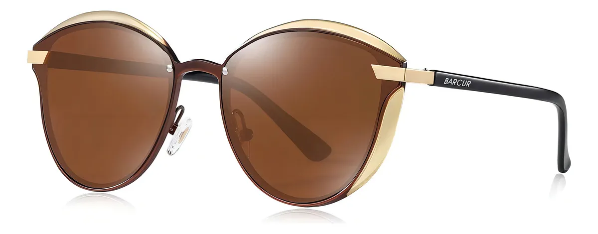 Lentes Gafas De Sol Polarizadas Mujer Barcur Cat Eye Bc8705 Uv400 Café Dorado Liso
