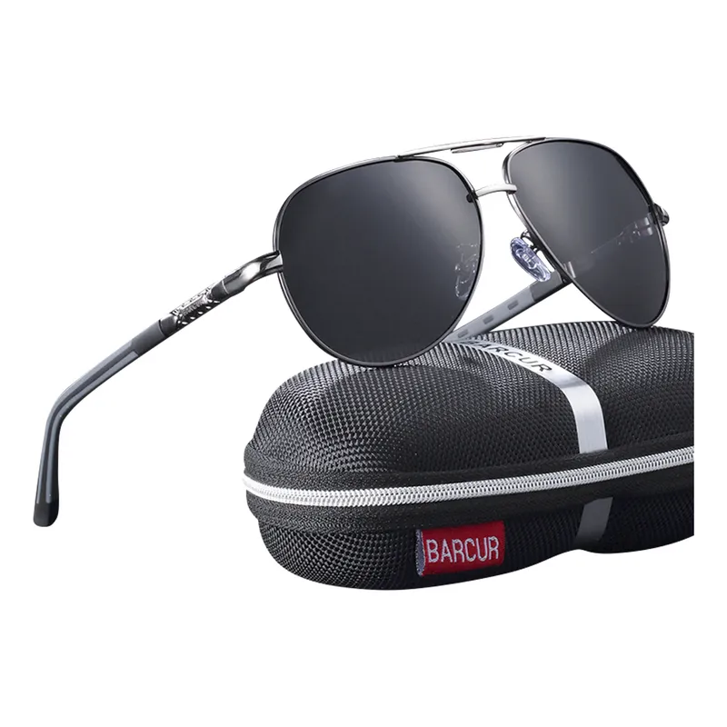 Lentes Gafas Sol Polarizadas Barcur Aviador Bc8768 Gun Gray Negro Gris Oscuro