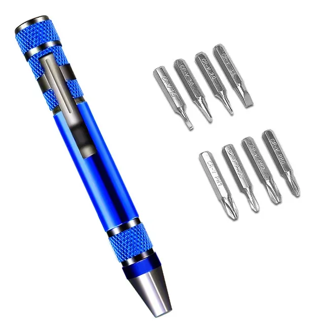 Mini Desatornillador Precision Perillero 8 Puntas Azul