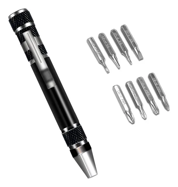 Mini Desatornillador Precision Perillero 8 Puntas Negro