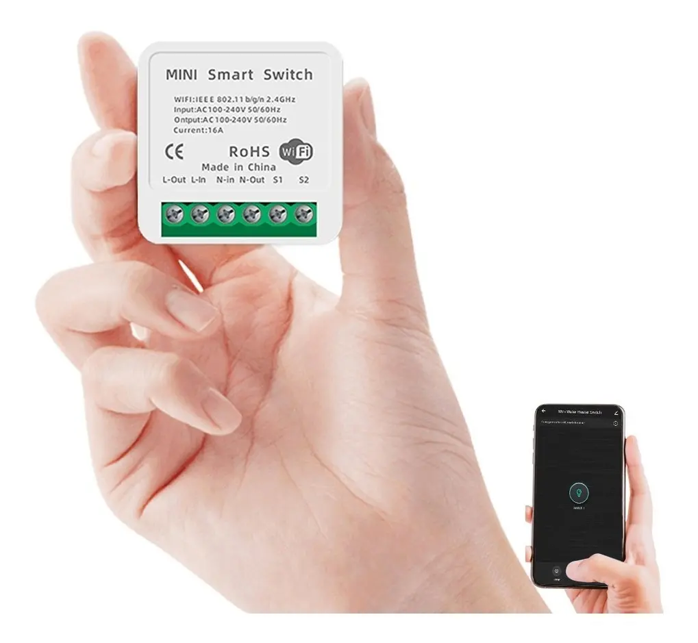 Mini Interruptor Inteligente Wifi Convierte Tu Apagador O Contacto En Smart, 16a, 110v 16 A Blanco