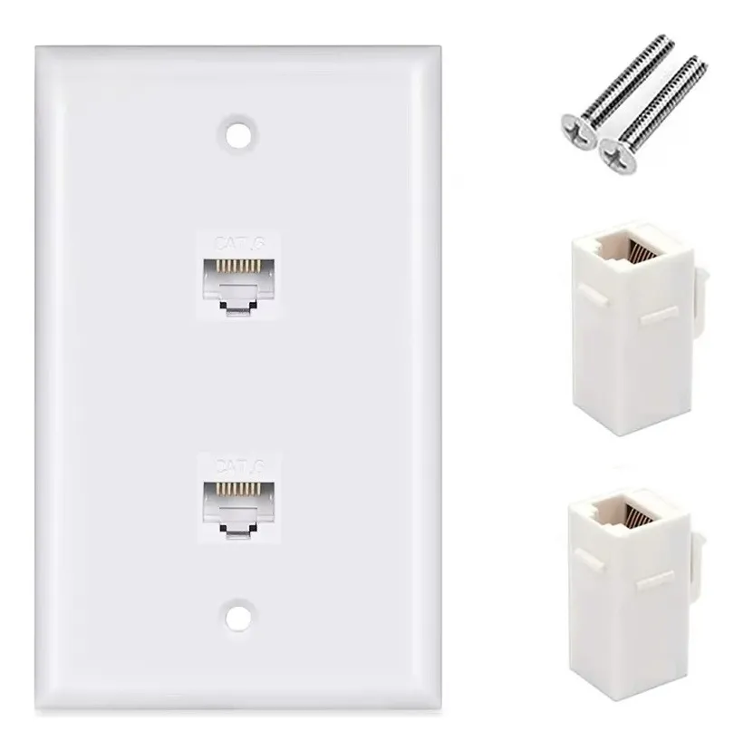 Placa Pared 2 Puertos Keystone Jack Rj45 Cat 6 Utp Ethernet