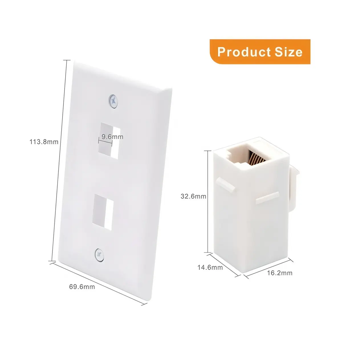 Placa Pared 2 Puertos Keystone Jack Rj45 Cat 6 Utp Ethernet