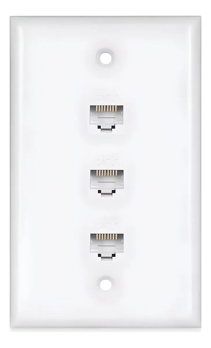 Placa Pared 3 Puertos Keystone Jack Rj45 Cat 6 Utp Ethernet
