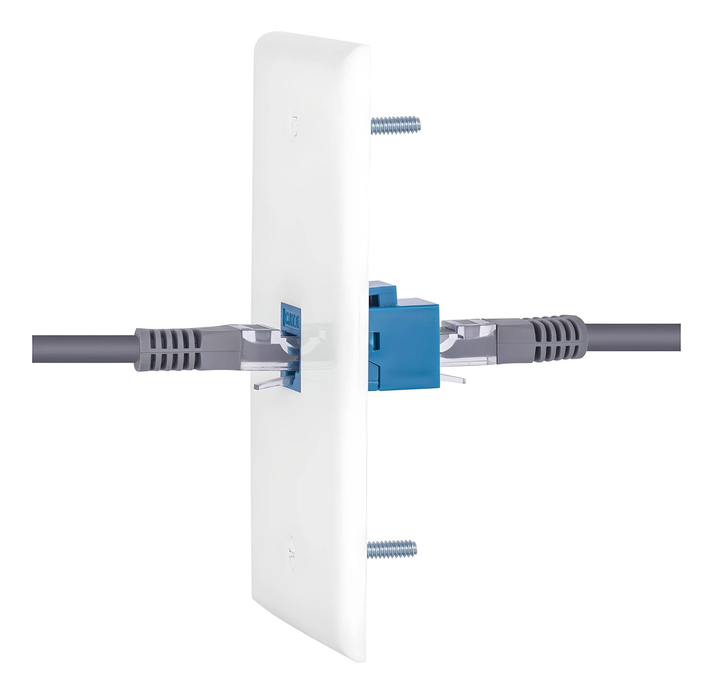 Placa Pared Ethernet Cople Keystone Cat 6 Azul