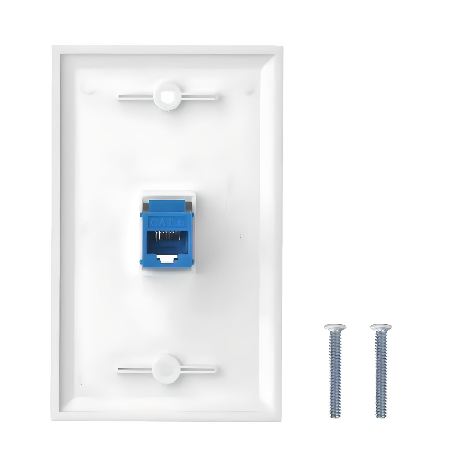 Placa Pared Ethernet Cople Keystone Cat 6 Azul