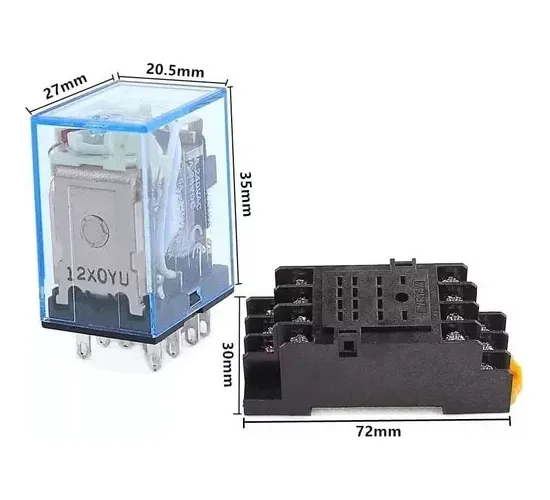 Relevador Electromecánico Con Base 14 Pines 5a 4 No 4 Nc