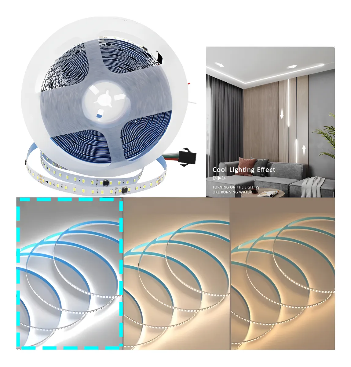 Rollo 10m Tira Led Secuencial Efecto Agua Corriendo 24v CW