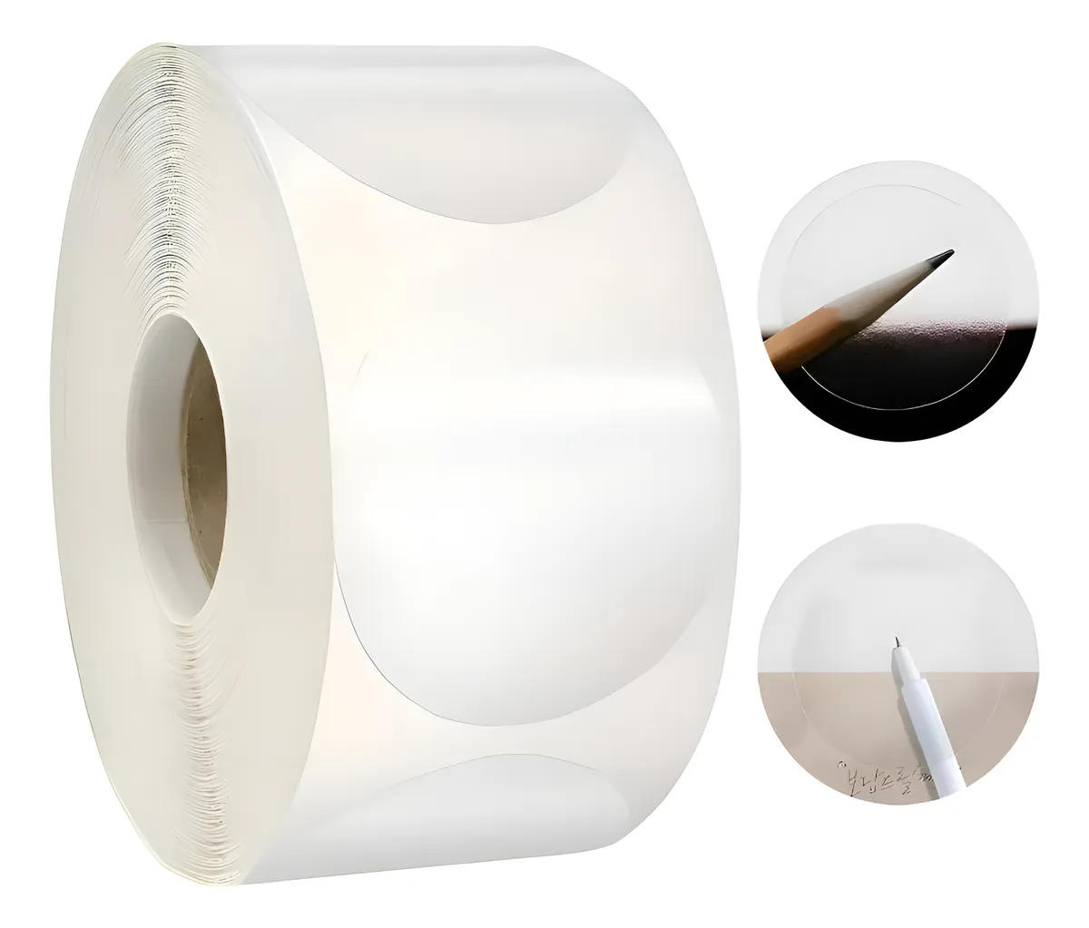 Rollo 500 Pegatinas Trasparentes Redondas Autoadhesivas Transparente Sin Diseño