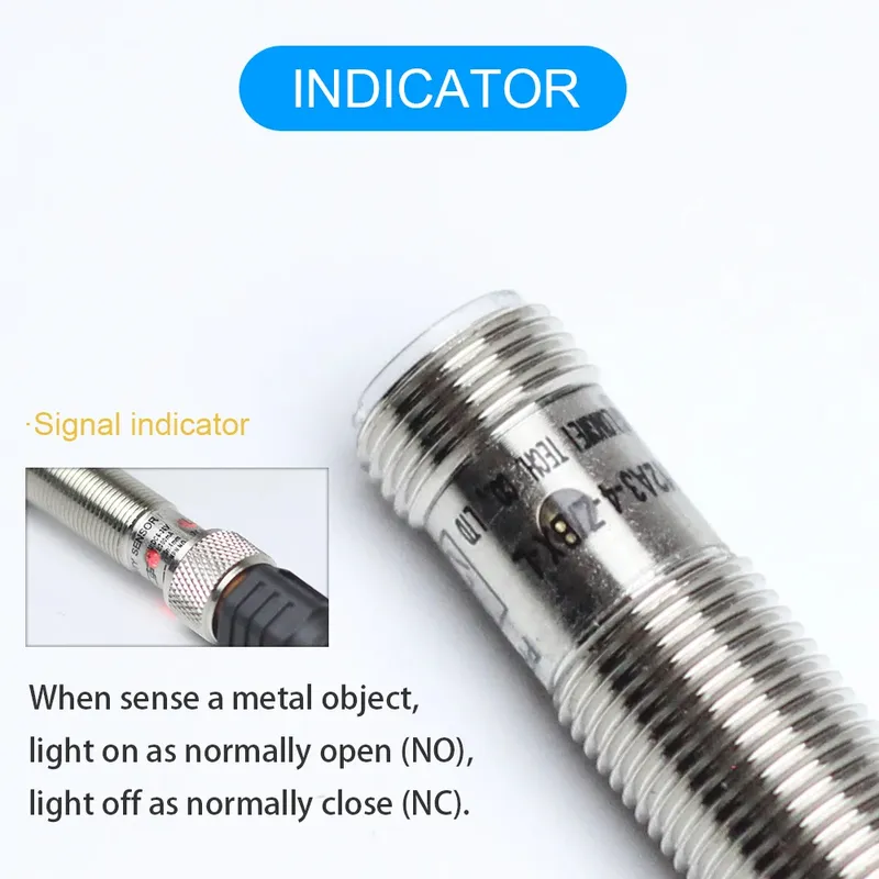 Sensor De Proximidad Inductivo M12 Dc 4 Pines 4mm Npn No Nc