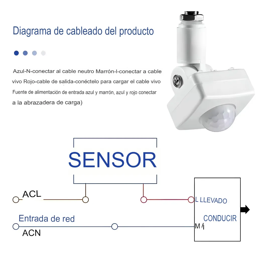 Sensor Movimiento Relay Pir Exterior 110v P/ Lampara Blanco