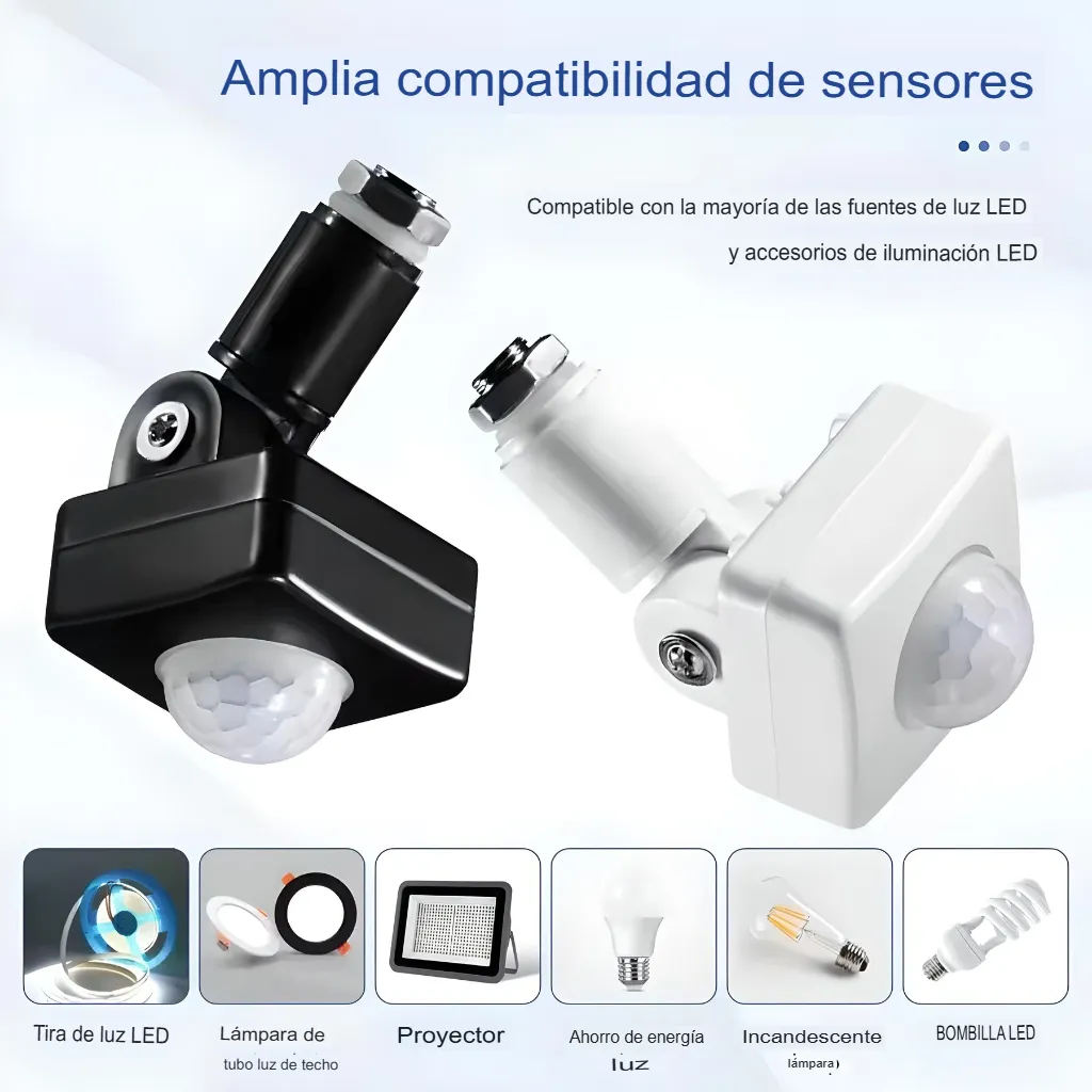 Sensor Movimiento Relay Pir Exterior 110v P/ Lampara Blanco