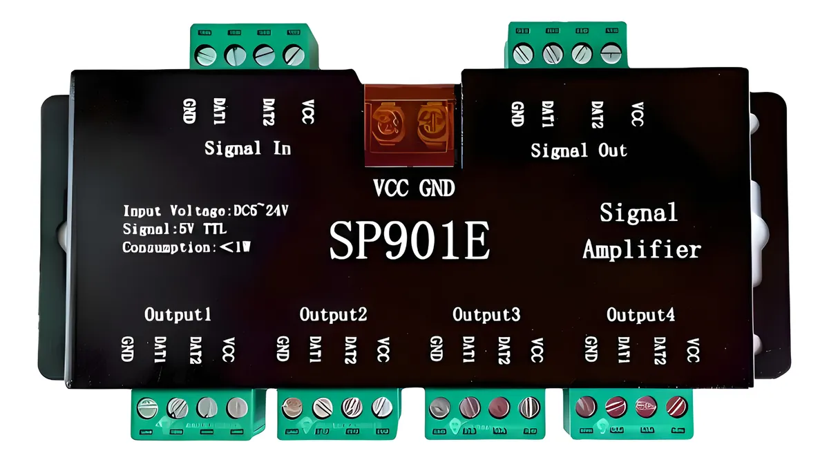 Sp901e Amplificador Señal Tiras Led Pixel Ws2812b Ws2811 Rgbic