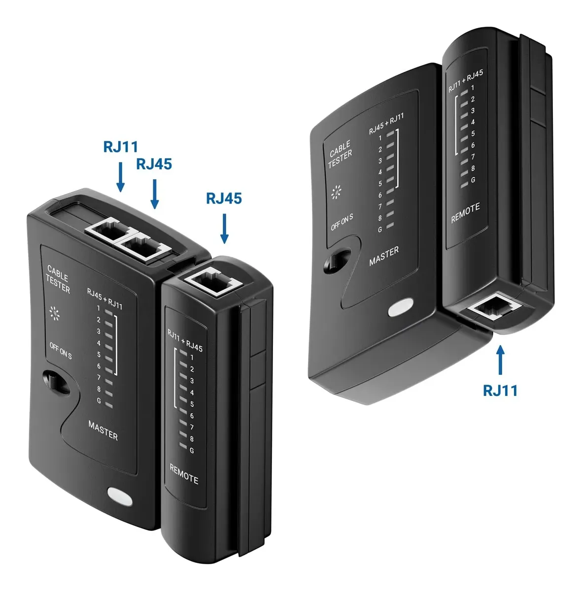 Tester Probador Cable Ethernet Rj45 + Rj11 Cat5e Cat6 Withe