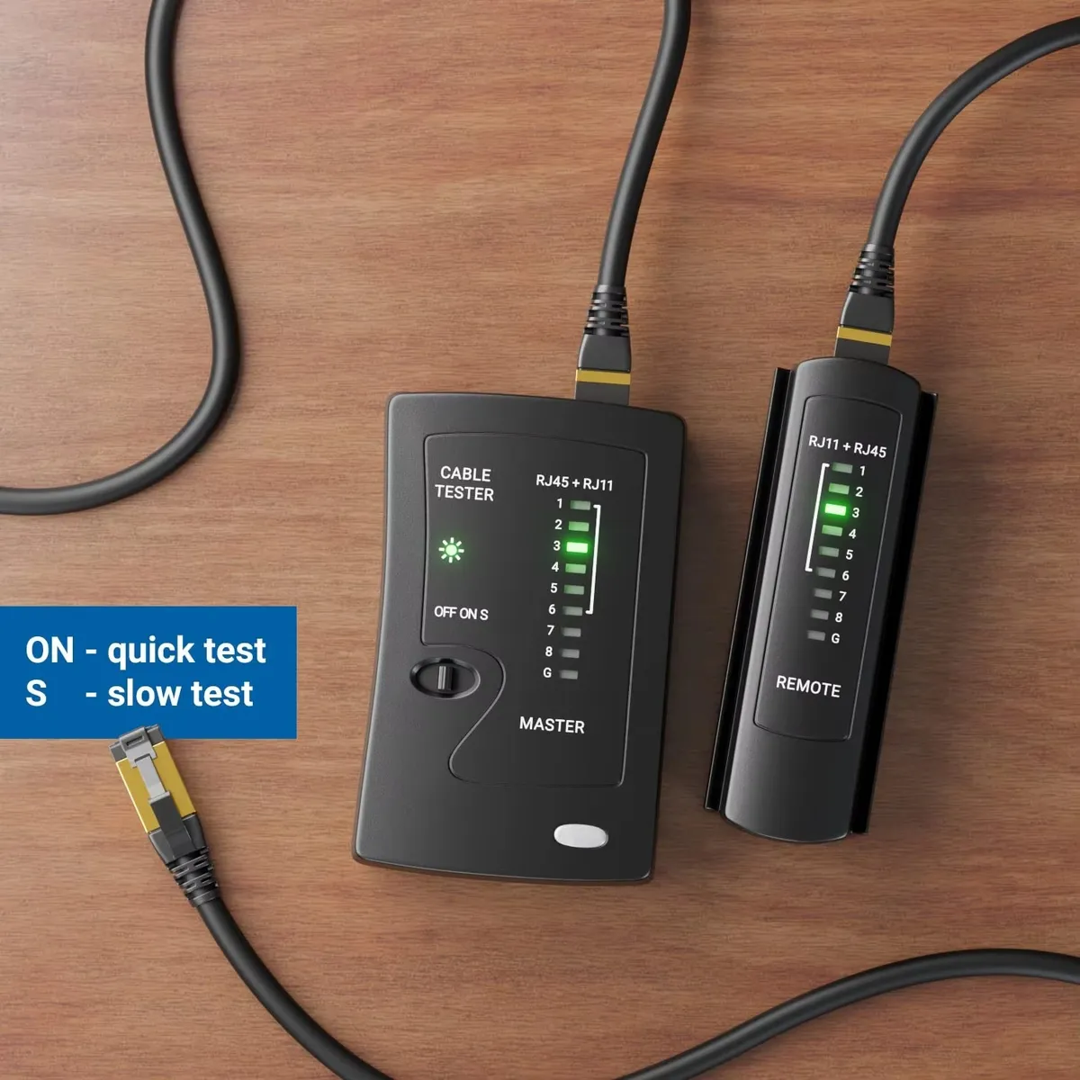 Tester Probador Cable Ethernet Rj45 + Rj11 Cat5e Cat6 Withe