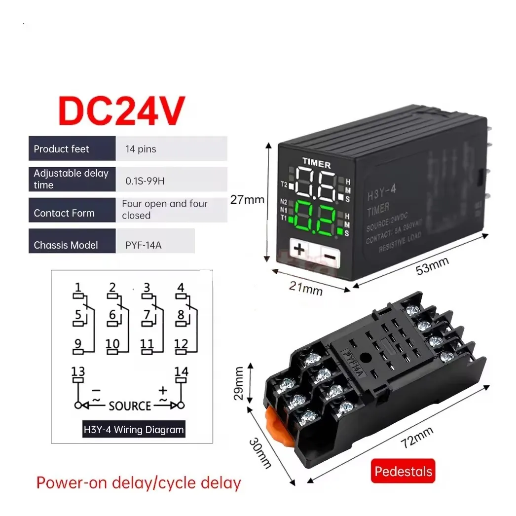 Timer Relay Relevador 24v Dual Digital 4 No 4 Nc