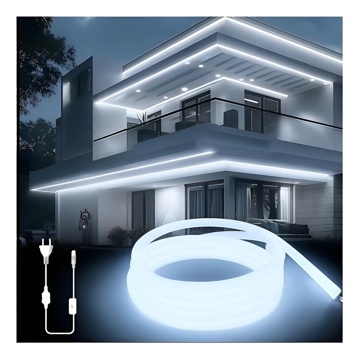 Tira Led Ultra Brillante Cob Atenuable Intemperie 110v 10m Blanco Frio