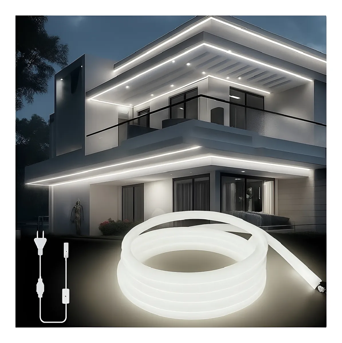 Tira Led Ultra Brillante Cob Atenuable Intemperie 110v 2m Blanco Natural